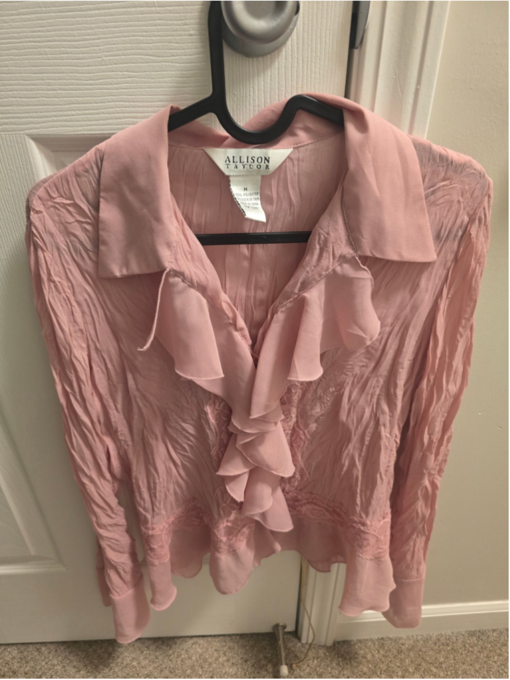 Women's Allison Taylor Pink Ruffled Blouse Size M